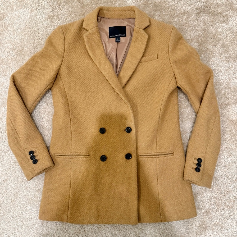 Banana Republic Camel Double-Breasted Blazer
